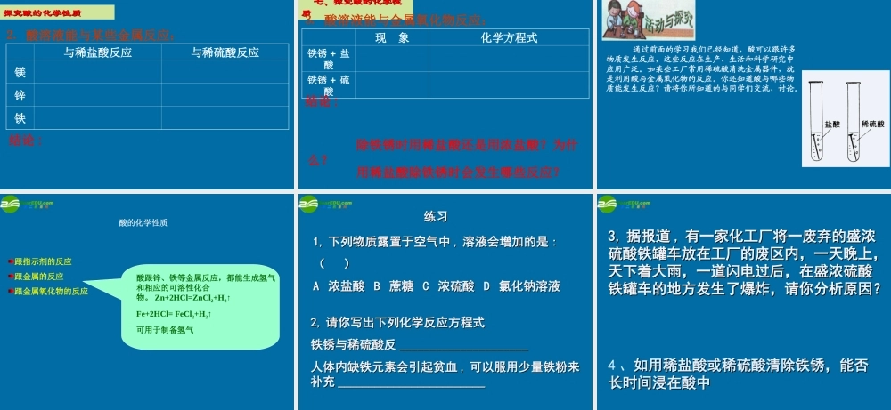 九年级化学 72常见的酸和碱课件3沪教版 课件