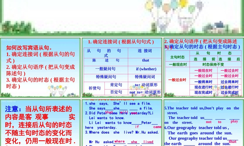 中考英语宾语从句复习  课件