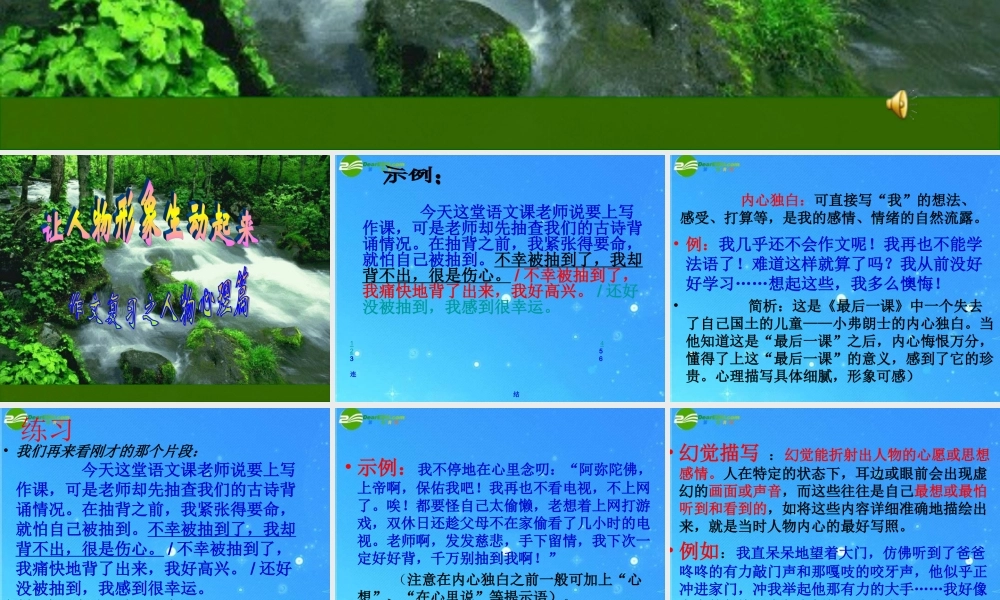 中考语文专题复习 作文之人物心理篇 人教新课标版 课件