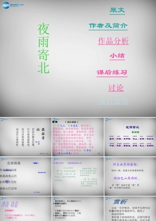 中学七年级语文上册(课外古诗词 夜雨寄北)课件 (新版)新人教版 课件