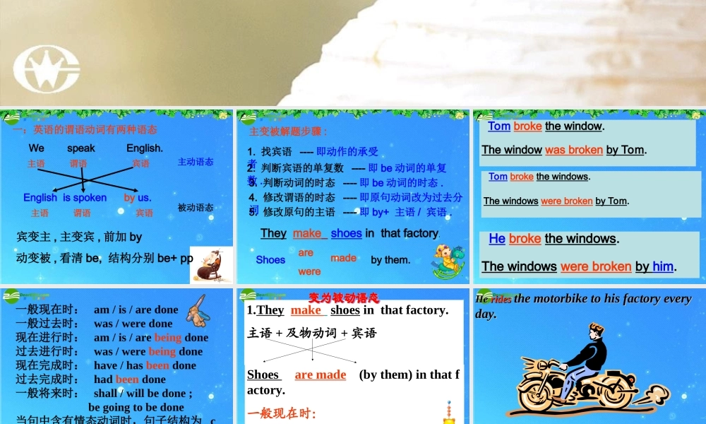 中考英语复习专题 被动语态课件