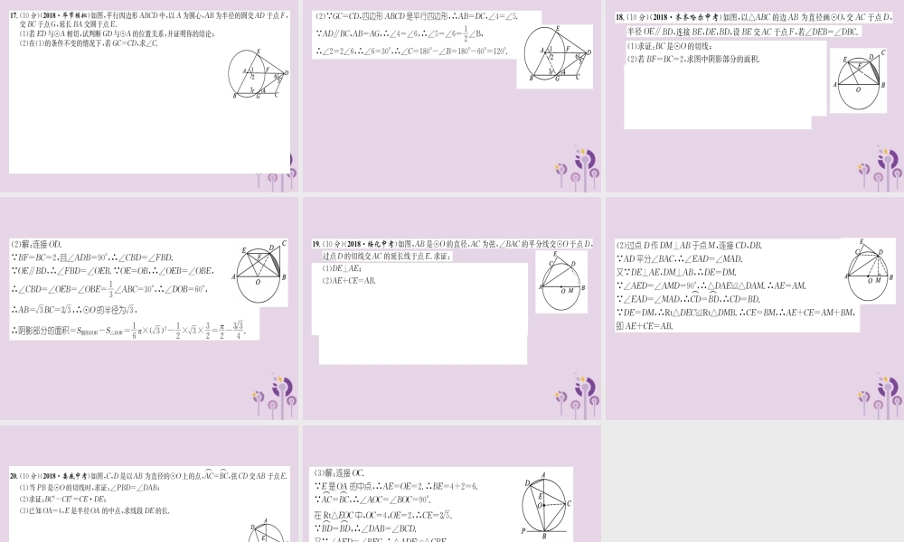 中考数学总复习 阶段测评(7)圆课件