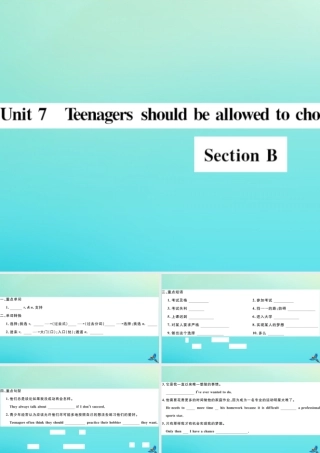 (河北专版)九年级英语全册 Unit 7 Teenagers should be allowed to choose their own clothes Section B习题课件 (新版)人教新目标版 课件