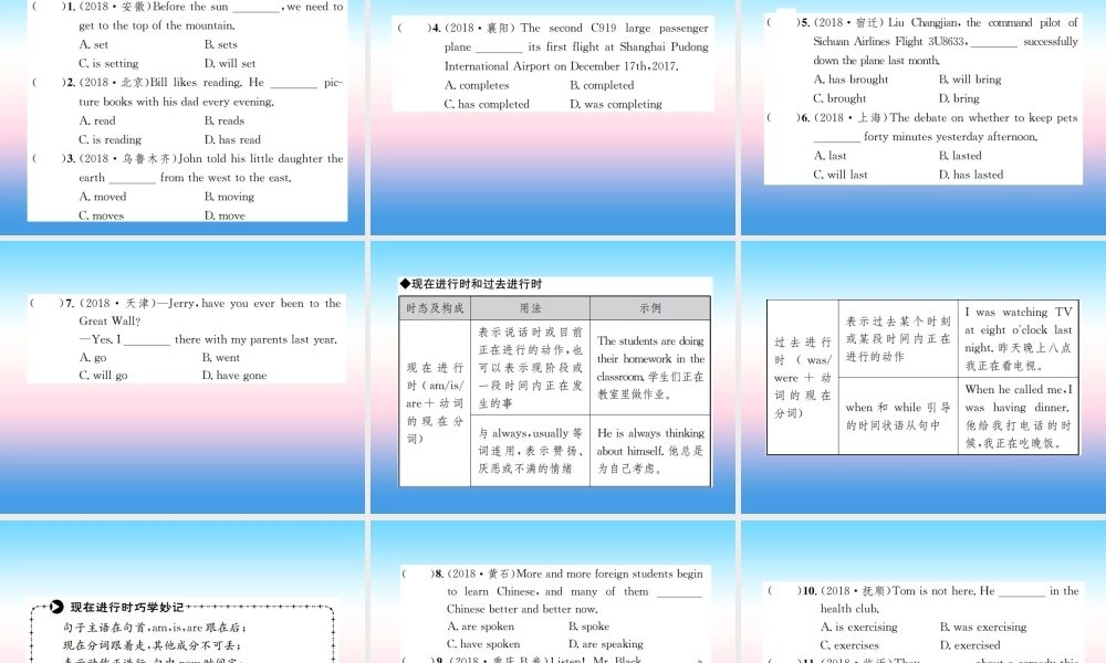 中考英语总复习 第二部分 语法专项突破篇 1基础语法(九)动词的时态和语态习题课件