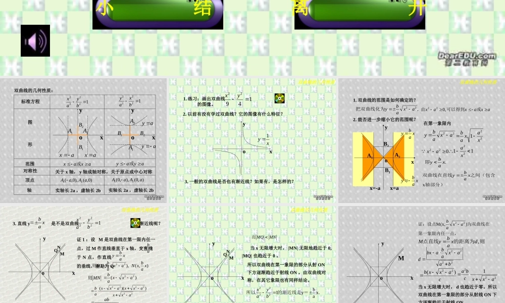 8.4双曲线的几何性质 高二数学圆锥曲线ppt课件集一 人教版 高二数学圆锥曲线ppt课件集一 人教版