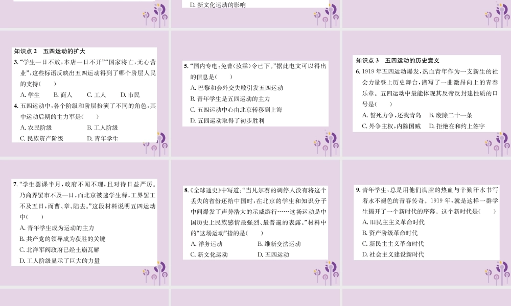 (河南专版)八年级历史上册 第四单元 新民主主义革命的开始 第13课 五四运动课件 新人教版 课件