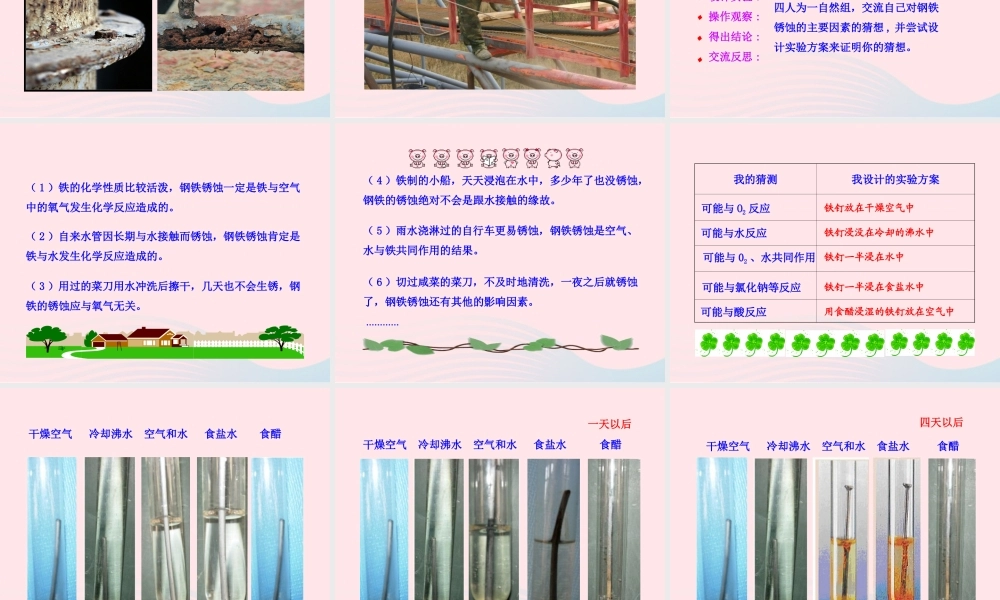 九年级化学下册 第九单元 第三节 钢铁的锈蚀与防护课件 鲁教版 课件