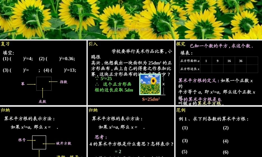 10.1.1 算术平方根(1) 广东省七年级数学下学期(第十章 实数)全套课件