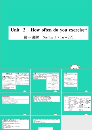 (毕节专版)秋八年级英语上册 Unit 2 How often do you exercise(第1课时)作业课件 (新版)人教新目标版 课件