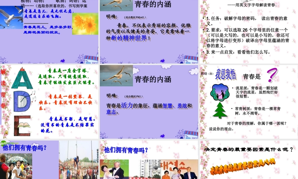 七年级政治上册 评优课——感悟青春16日改后课件 人教新课标版 课件