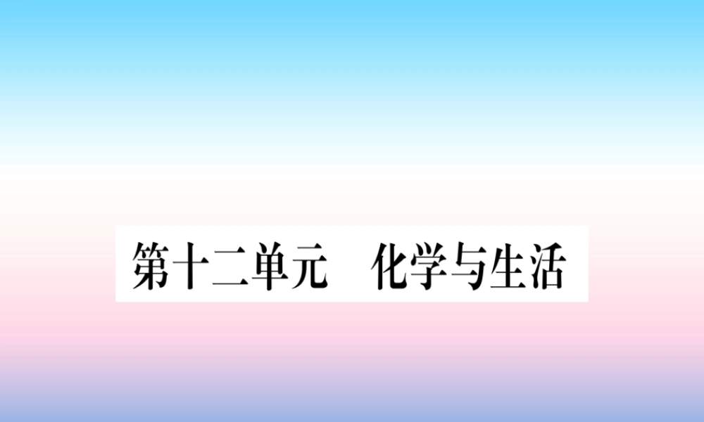 (湖北专版)中考化学总复习 第1部分 教材系统复习 九下 第12单元 化学与生活习题课件1 课件