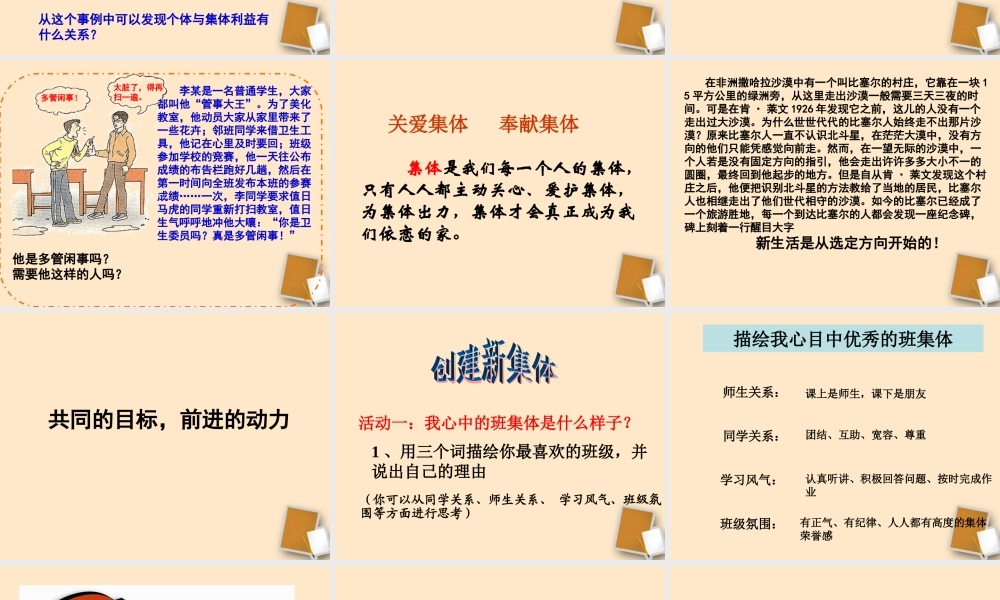 七年级政治 第一课第二框创建新集体课件 人教新课标版 课件