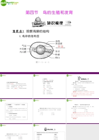 (随堂优化训练)八年级生物下册 第七单元 第一章 第四节 鸟的生殖和发育 配套课件 人教新课标版 课件