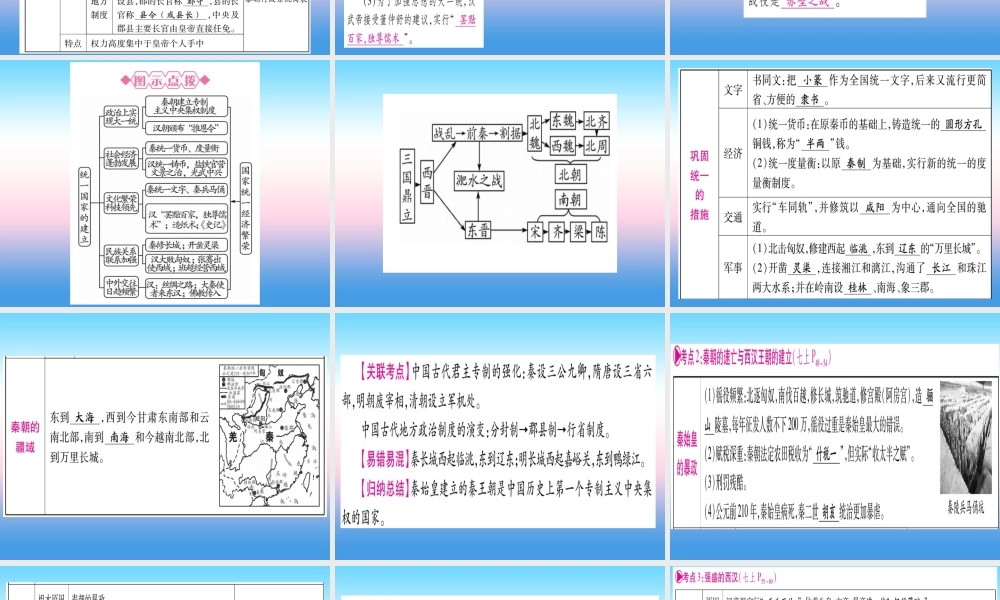 (云南专用)中考历史总复习 第一篇 考点系统复习 板块1 中国古代史 主题二 大一统国家的建立—秦汉 政权分立与民族交融—三国两晋南北朝(精讲)课件