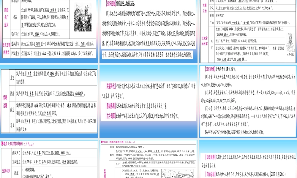 (云南专用)中考历史总复习 第一篇 考点系统复习 板块1 中国古代史 主题二 大一统国家的建立—秦汉 政权分立与民族交融—三国两晋南北朝(精讲)课件