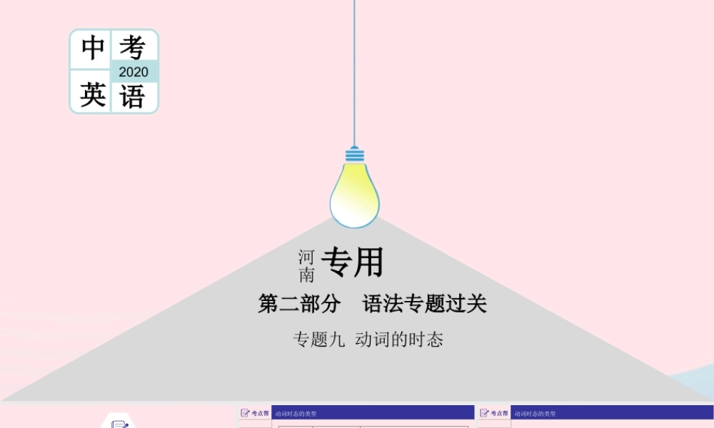 (河南专用)版中考英语二轮复习 语法专题过关 专题九 动词的时态课件 人教新目标版 课件