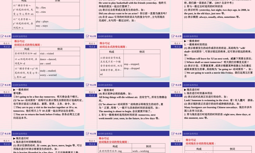 (河南专用)版中考英语二轮复习 语法专题过关 专题九 动词的时态课件 人教新目标版 课件