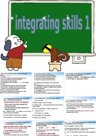 11-12年高二英语 Unit 18 integrating skills课件 大纲人教版 课件