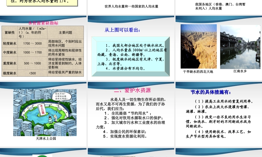 九年级化学上册 课题4 爱护水资源课件 人教新课标版 课件