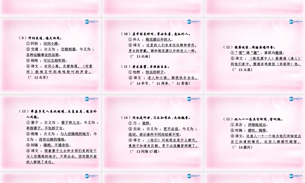 中考语文总复习 第9篇 桃花源记课件 苏教版 课件