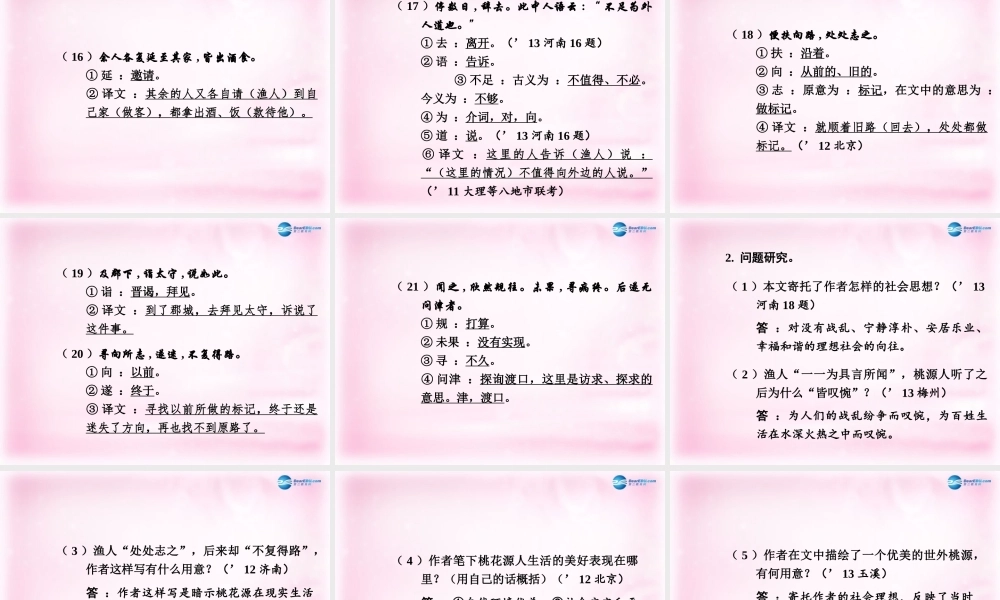 中考语文总复习 第9篇 桃花源记课件 苏教版 课件