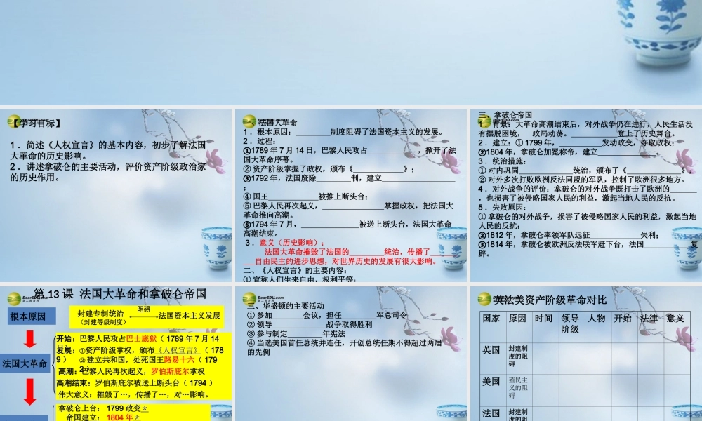 九年级历史上册(第13课 法国大革命和拿破仑帝国)课件 新人教版 课件