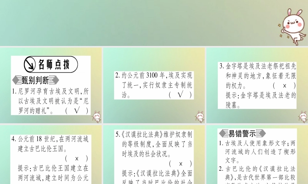 九年级历史上册 第1单元 古代世界 第1课 古代埃及和两河流域文明课件 中华书局版 课件