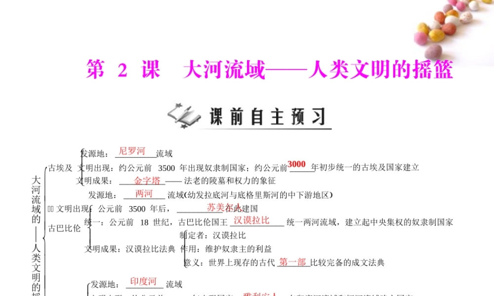 九年级历史上册 第一单元 第2课 大河流域——人类文明的摇篮  配套课件 人教新课标版 课件