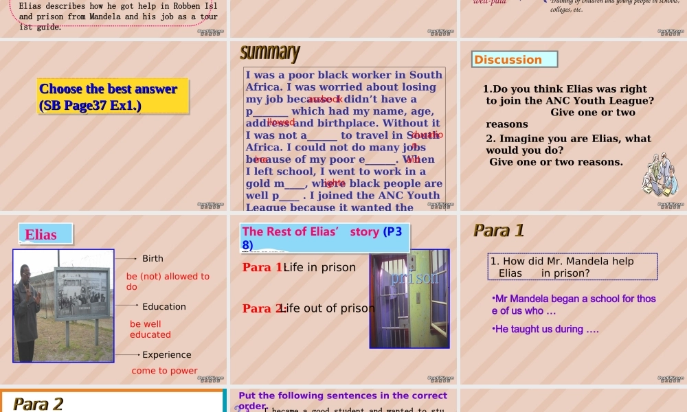 Unit5 Nelson MandelaListening Reading新课标 人教版 课件