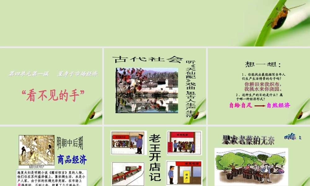 九年级历史 第一课置身于市场经济第一框看不见的手课件 人教新课标版 课件