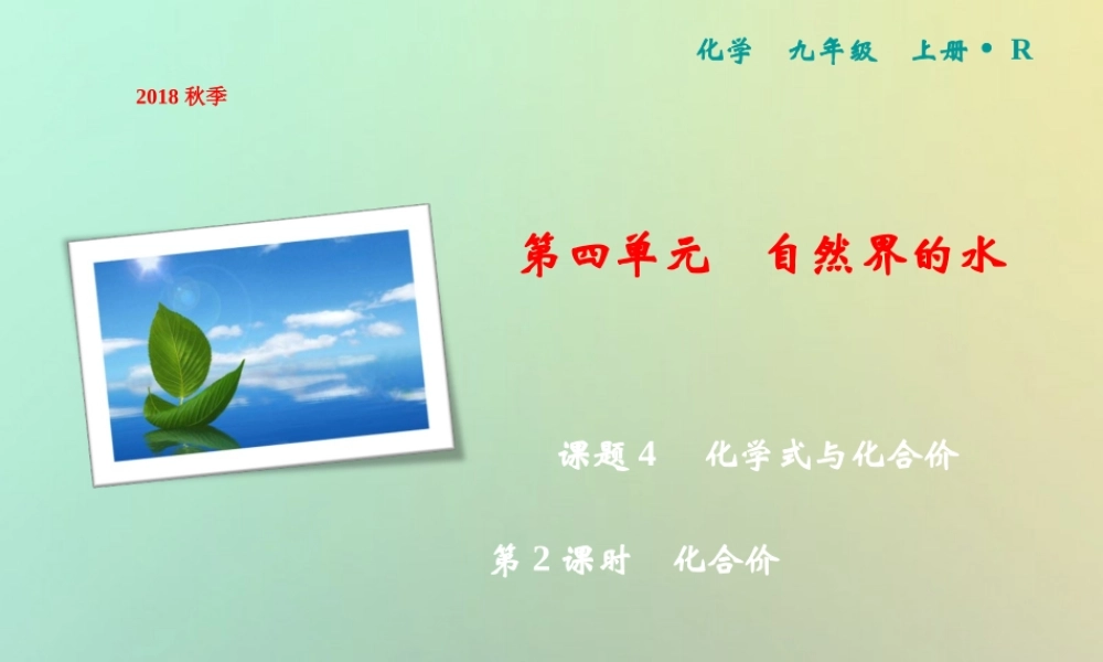九年级化学上册 第4单元 自然界的水 课题4 化学式与化合价 第2课时 化合价作业课件 (新版)新人教版 课件