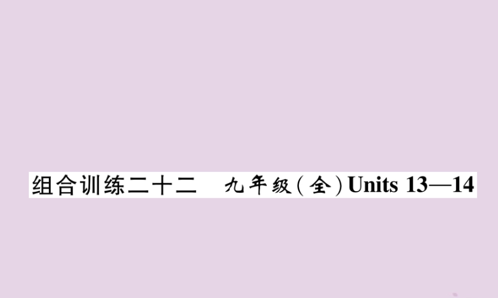 中考英语总复习 第一篇 教材知识梳理篇 组合训练22 九全 Units 13 14(精练)课件