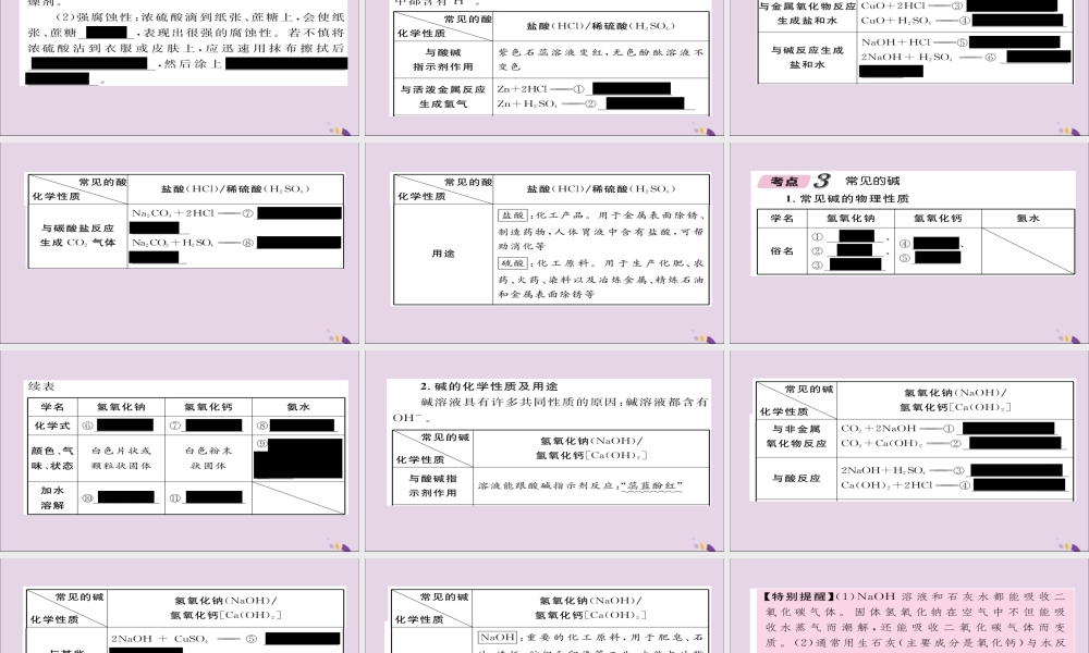 (遵义专版)中考化学总复习 第1编 教材知识梳理篇 第7章 应用广泛的酸、碱、盐 课时1 溶解的酸碱性 常见的酸和碱(精讲)课件