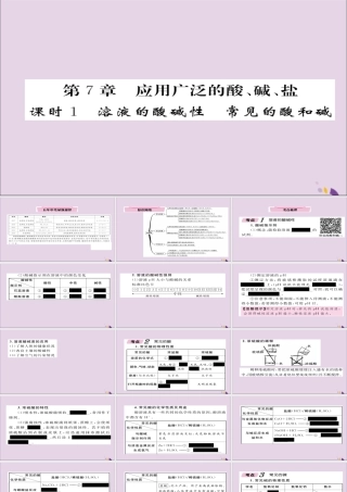 (遵义专版)中考化学总复习 第1编 教材知识梳理篇 第7章 应用广泛的酸、碱、盐 课时1 溶解的酸碱性 常见的酸和碱(精讲)课件