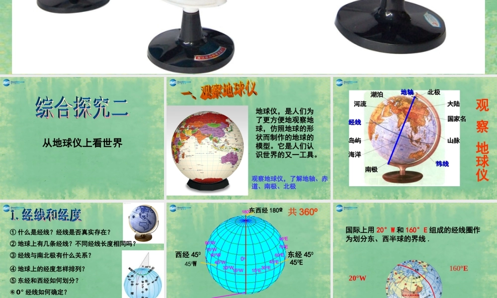 七年级历史与社会上册 第二单元 综合探究二 从地球仪上看世界课件 人教版 课件