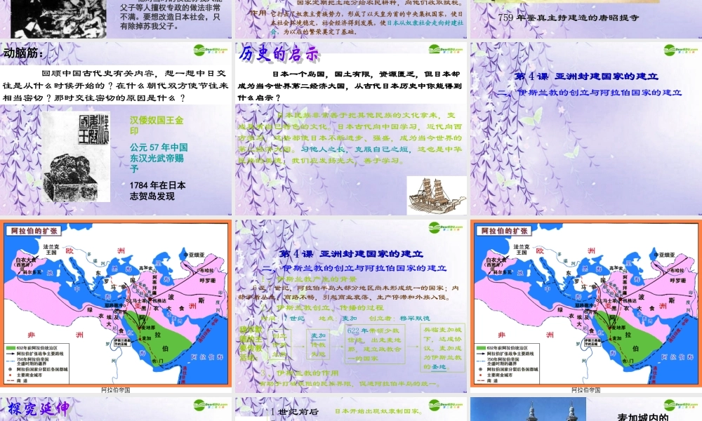 九年级历史上册 亚洲封建国家的建立课件 人教新课标版 课件