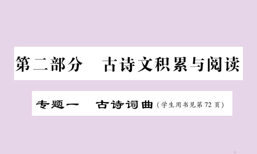 中考语文复习 第二部分 古诗文积累与阅读 专题一 古诗词曲(二)课件
