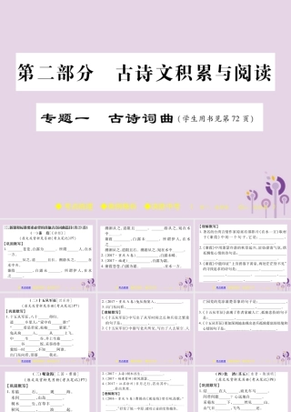 中考语文复习 第二部分 古诗文积累与阅读 专题一 古诗词曲(二)课件