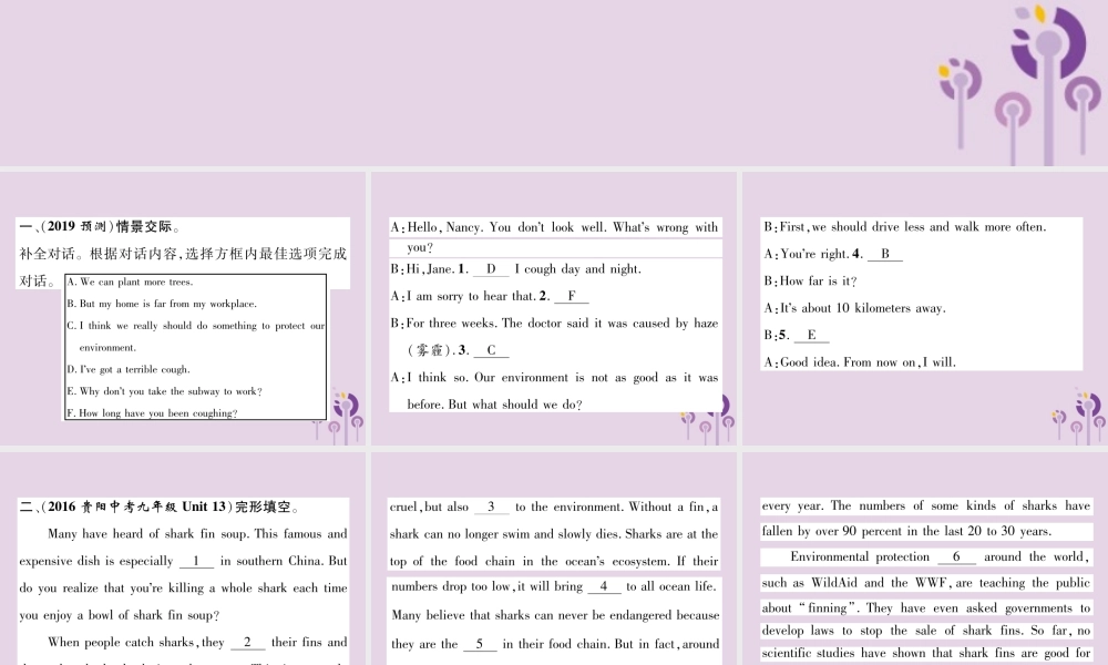 (贵阳专版)中考英语总复习 第1部分 教材知识梳理篇 组合训练全 Units 13 14(精练)课件