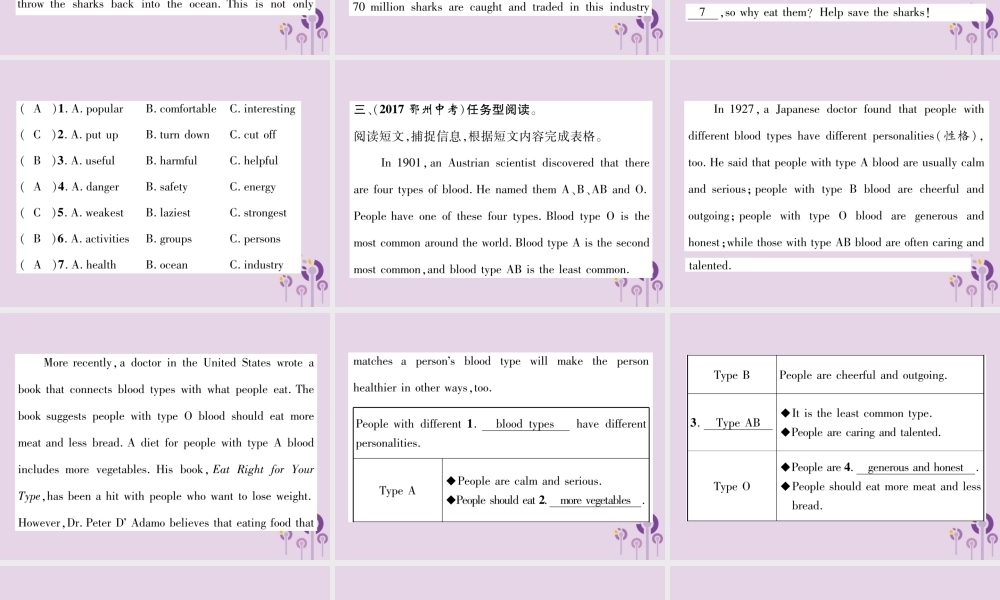 (贵阳专版)中考英语总复习 第1部分 教材知识梳理篇 组合训练全 Units 13 14(精练)课件