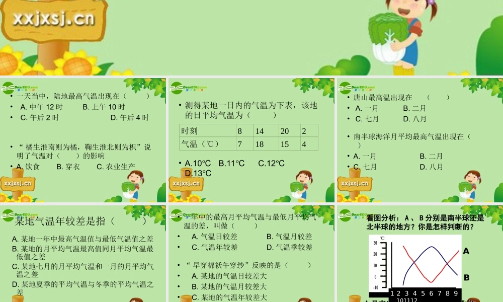 七年级地理上册 (世界气温和气温的分布(二))课件课件 人教版 课件