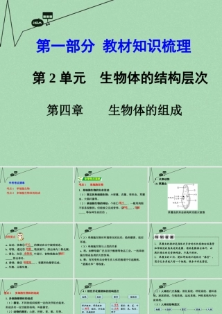 中考生物 第一部分 教材知识梳理 第2单元 第4章 生物体的组成复习课件 苏教版 课件