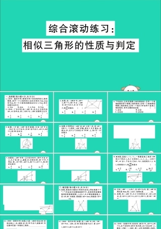 (湖北专用)九年级数学下册 综合滚动练习 相似三角形的性质与判定习题讲评课件 (新版)新人教版 课件