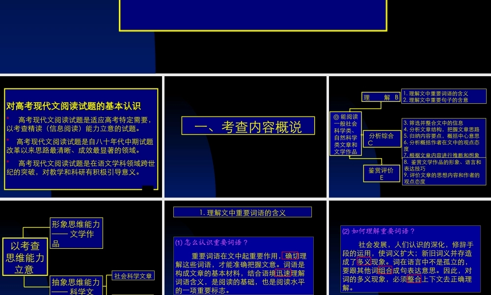 6现代文阅读B 高考语文冲刺分类复习课件全集上 新课标 人教版 高考语文冲刺分类复习课件全集上 新课标 人教版