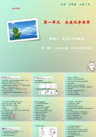 九年级化学上册 第1单元 走进化学世界 课题3 走进化学实验室 第2课时 物质的加热 仪器的连接与洗涤作业课件 (新版)新人教版 课件