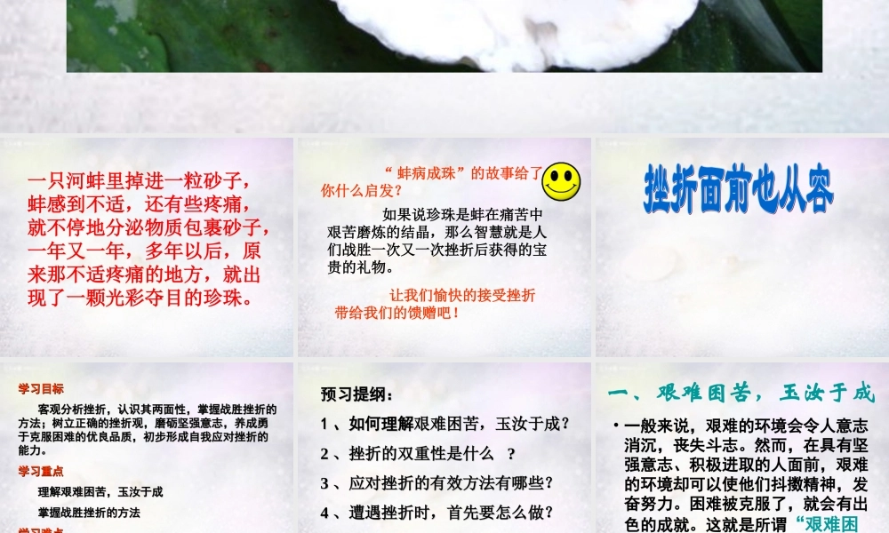 七年级政治下册 第五课 第2框 挫折面前也从容课件 新人教版 课件