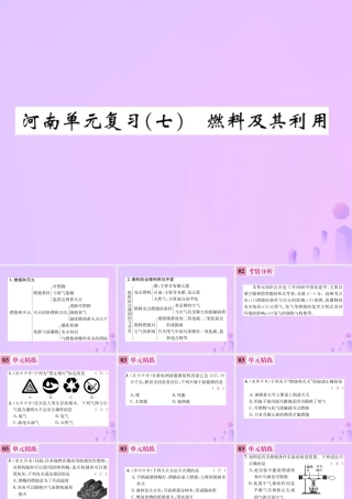 九年级化学上册 第七单元 燃料及其利用单元复习(七)燃料及其利用(增分课练)习题课件 (新版)新人教版 课件