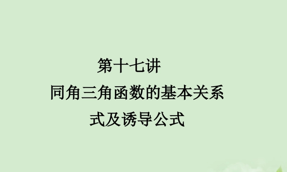 (走向清华北大)高考总复习 同角三角函数的基本关系课件