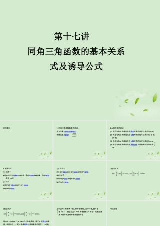 (走向清华北大)高考总复习 同角三角函数的基本关系课件