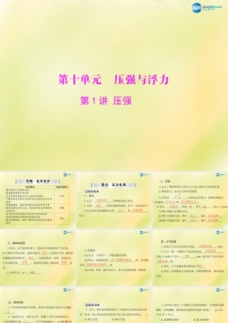 (南粤专用)中考物理 第一部分 第十单元 第1讲 压强复习课件